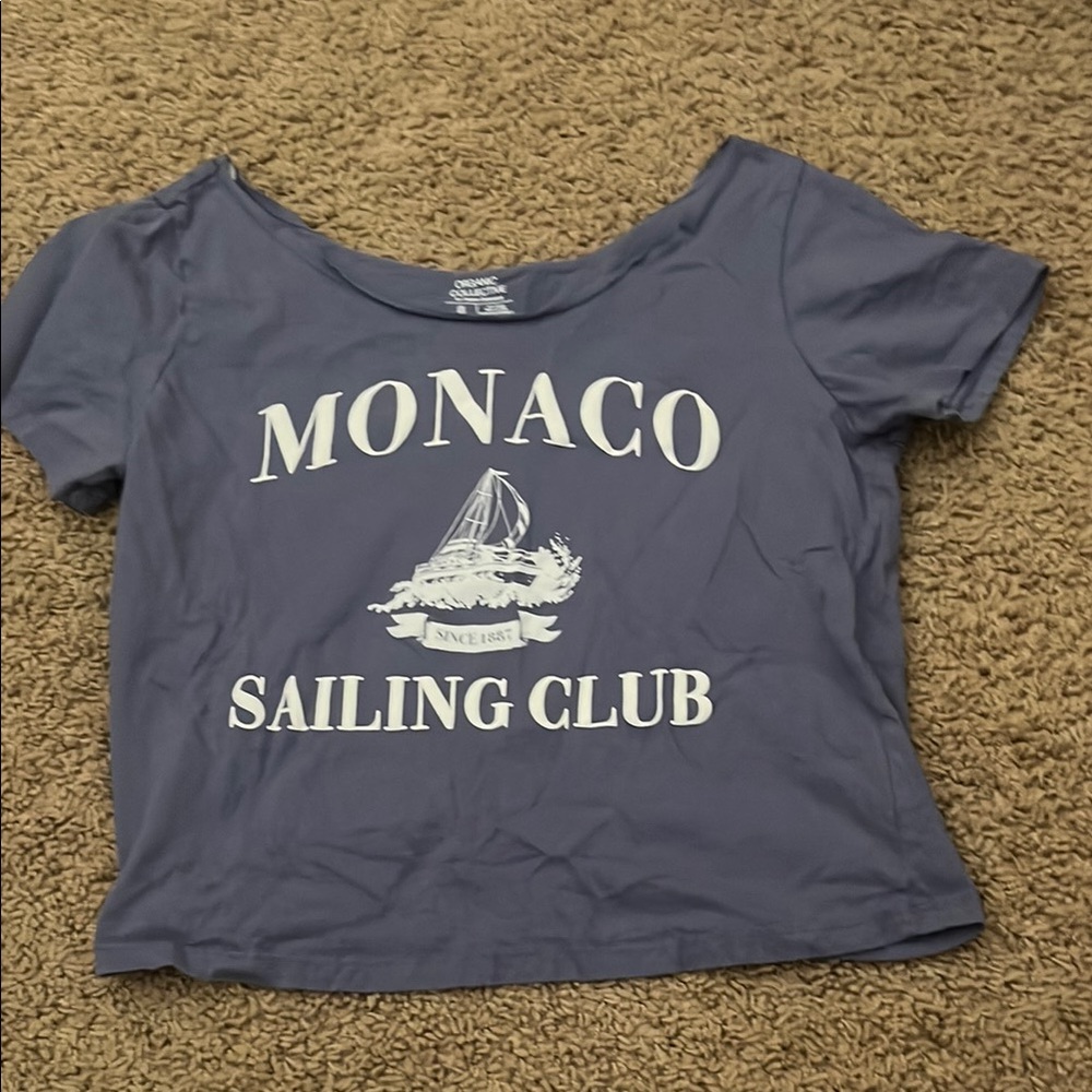 Organic Basics Blue Short Sleeve Tee with Nautical Print